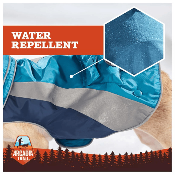 Arcadia Trail 3-in-1 Reflective Sherpa Lined Dog Blue Raincoat Jacket Sz Large‎ - Picture 2 of 5